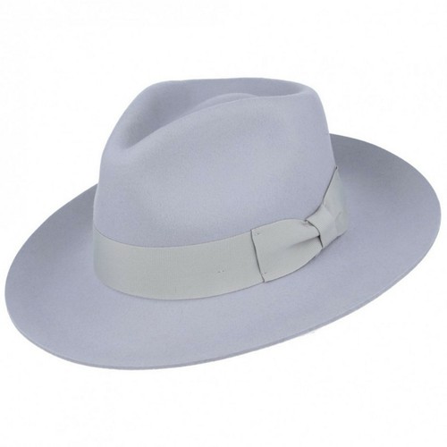 Felt fedora rice grey stiff - felt,