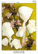 SIRDAR SNUGGLY 4 Ply Knitting Pattern 3514 Baby Bonnet Hat Bootees Mitts – COPY