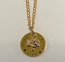 Engraved  family tree EID Mum gold necklace choose names in gift box