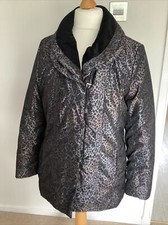 LADIES STUNNING KLASS LIGHTLY PADDED ANIMAL PRINT HIGH COLLAR JACKET SMALL