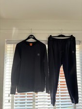 HUGO BOSS SLIM FIT COTTON-TERRY TRACKSUIT TOP AND BOTTOMS WITH PATCH LOGO