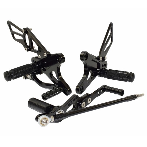 Black cnc adjustable rearset - black,