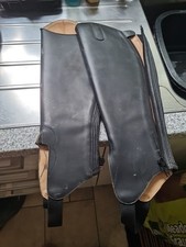 Hy Equestrian Leather Gaiters Size M Black