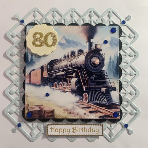 80th birthday train card - 80th,