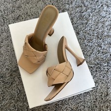 Nude Square Toe Woven Strap