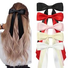 Extra Long Dual layers Ribbon Hair Bows Clips