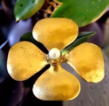 Van Peterson Four Leaf Clover Brooch Gold Vermeil over Sterling Silver Signed