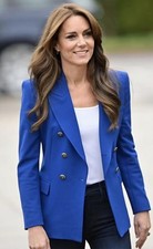 NEW ZARA Blazer Blue ROYAL DOUBLE-BREASTED S UK 8 Usa 4 PRINCESS Kate Middleton 
