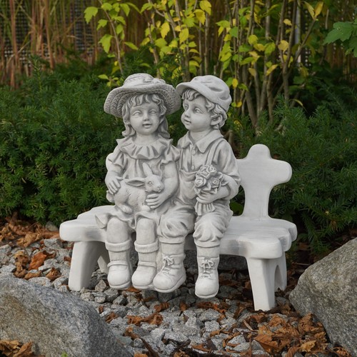 Boy girl bench set stone - set,