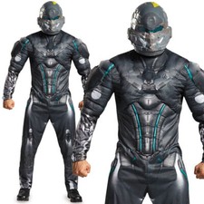 MENS HALO SPARTAN LOCKE COSTUME DELUXE MUSCLE CHEST ADULT COSPLAY FANCY DRESS