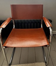 Retro Chrome Upholseterd Leather Tan Midcentury Style Chairs Good Condition