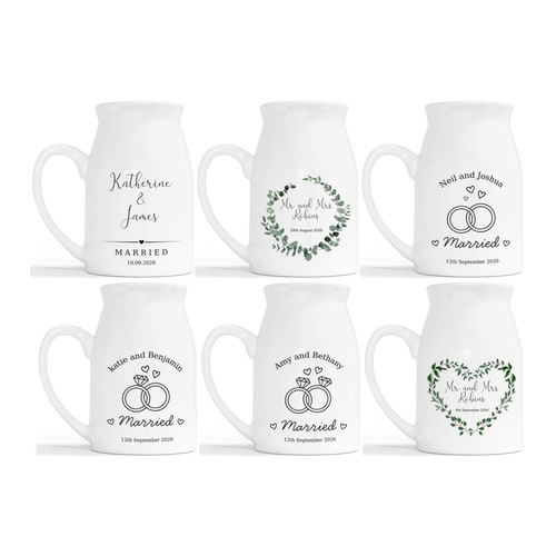 Just married flower vase - married,