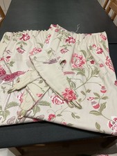 Laura Ashley Cranberry Summer Palace Pencil Pleat Fully Lined Curtains ,Tiebacks