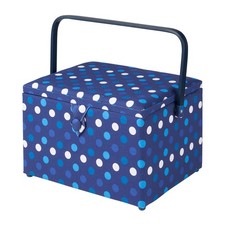 Large Sewing Basket Navy Spot
