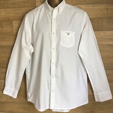 GANT SOLID OXFORD WhitWhite Men's Button Down Shirt SIZE XL Regular Long Sleeve