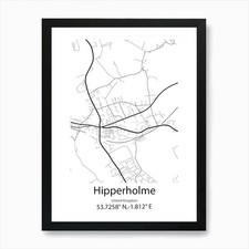 Hipperholme,United Kingdom Minimali Framed Wall Art Poster Canvas Print Picture