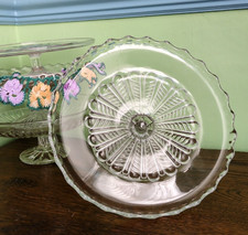 ELEGANT TALL 12cm VINTAGE GLASS PEDESTAL CAKE STAND PERFECT for TEA PARTIES