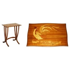 VERY RARE EMILE GALLE ROMANTIC SPECIMEN WOOD TABLE "WHEN I SING, LOVE WILL END"