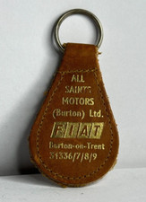 Vintage Fiat dealers Keather keyring All Saints motors Burton On Trent 63 x 38mm