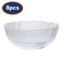 Fleur Bowl Dessert Fruit Round Glass Clear Dishwasher Microwave Safe 12cm 8Pcs