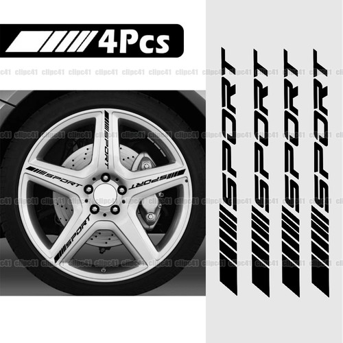 4pcs black sport logo - black, strip