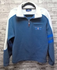  Sergio Tacchini 1/4 Zip Fleece Blue & White Size Small CG E36