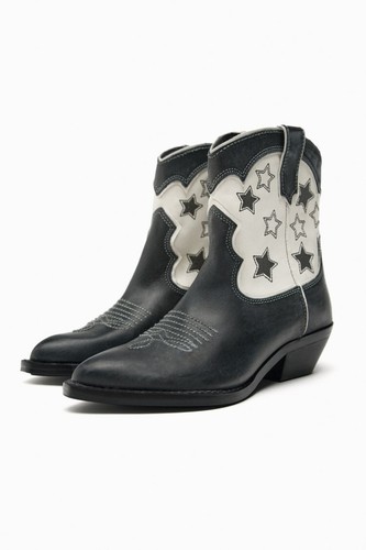 Zara leather cowboy ankle - leather,