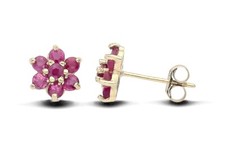 9ct Yellow Gold Ruby Cluster