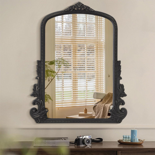 Black antique wall mirror - black,