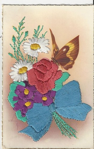 Spanish silk embroidered scene - spanish,