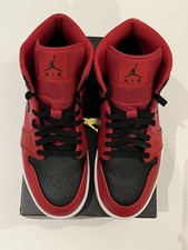 Nike Air Jordan 1 Mid Mens Trainers Size UK 7.5 Red Shoes Sneakers Leather Gym