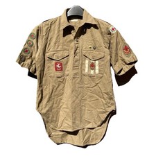 Vintage 40s 50s British Boy Scout Shirt Embroidered Sewn On Patches Senior Rare