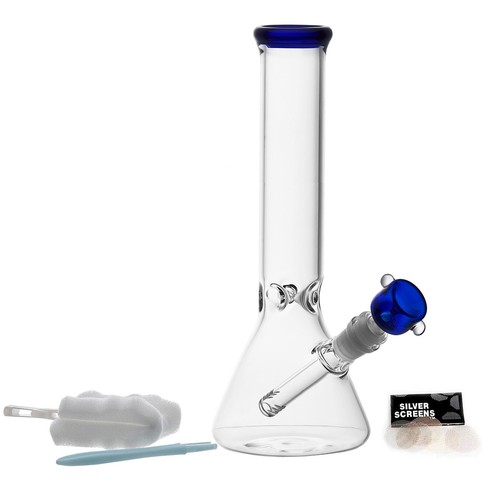 Tall glass bongs blue - 10",