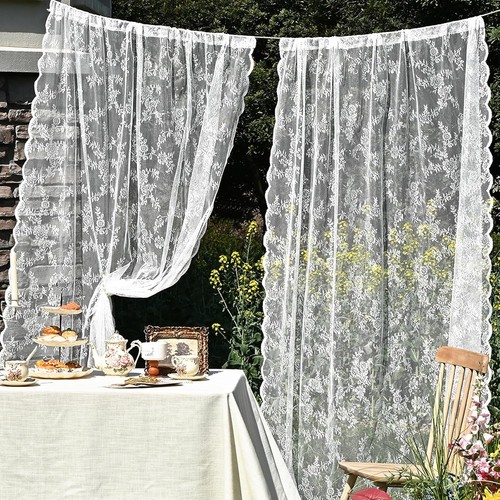 White lace curtain - lace,