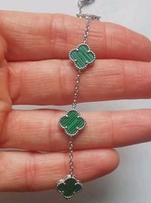 Sterling Silver Green 4-Leaf Clover Bracelet. R7M