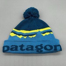 Patagonia Lightweight Powder Town Beanie Bobble Hat Fitz Roy Sunrise Joya Blue