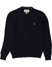 JACK WILLS Womens Crew Neck Jumper Sweater UK 12 Medium Blue Merino Wool BW92