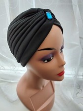 vintage inspired 1920s 1930s style black hat turban one size will fit size M..