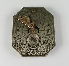 Antique Francis Barker Pocket Compass and Sundial, Folding Gnomon, c. 1932