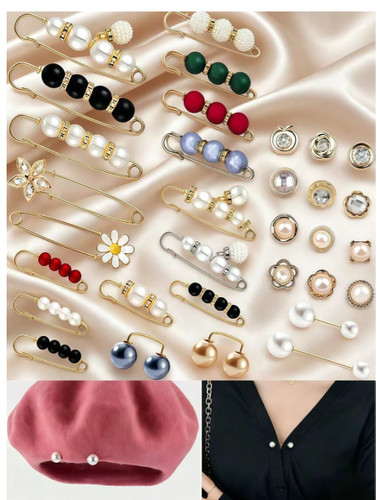 32pcs pearl brooch pin set - pin,