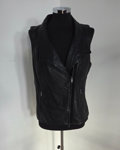 Dkny black leather gilet - dkny,