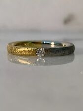 Platinum, 18ct Gold & Diamond Band, Fine Ring With Brushed Finish