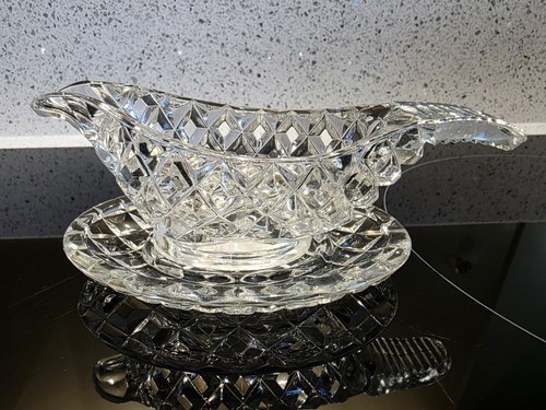 Vintage glass mint sauce boat - mint,