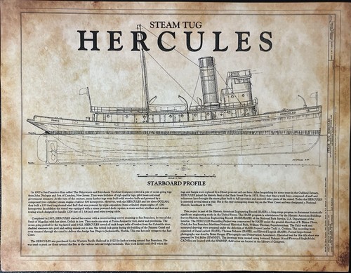 Steam tug hercules - tug, print