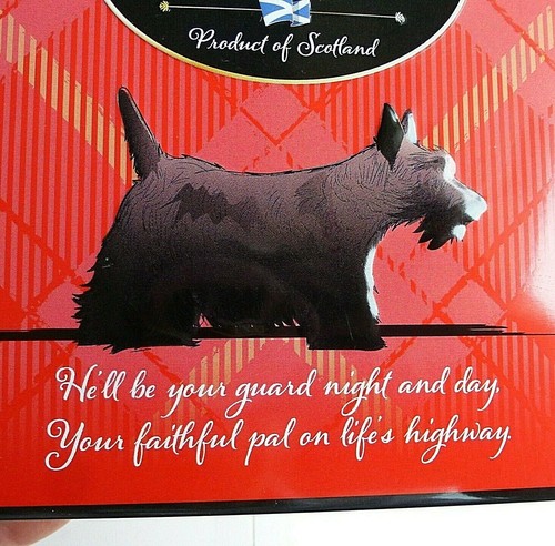 Tin scottie dog - tin., tartan
