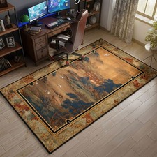 Vintage Chinese Landscape Rug, Asian Art Carpet, Shan Shui Painting Mat