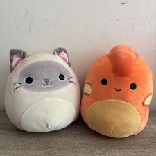 Squishmallows Felton The Siamese Cat Cream & Nichelle The Orange Dinosaur Toys!!