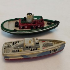 Micro Machines Ship x2 US Navy Patrol Boat 119 Tug Tow Green Red Scuffs