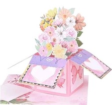 3D Pop Up Pink Flowers Bouquet