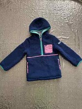 JOULES Girls Blakeley Fleece Jumper Age 6 Hooded Navy Pink Zip Neck NEW OT55